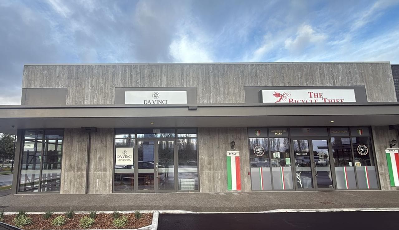 Da Vinci Mediterranean Food & Wine Store entrance in Lincoln, Christchurch